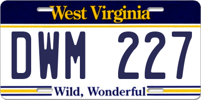 WV license plate DWM227