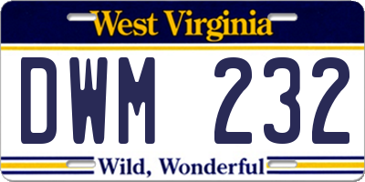 WV license plate DWM232