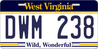 WV license plate DWM238