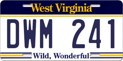 WV license plate DWM241