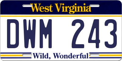 WV license plate DWM243
