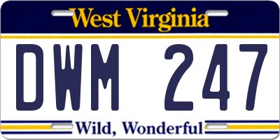 WV license plate DWM247
