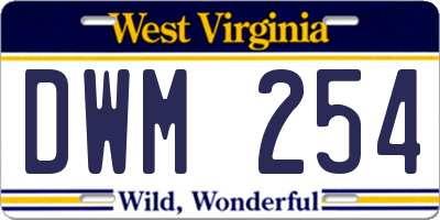 WV license plate DWM254