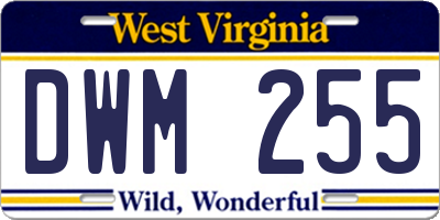 WV license plate DWM255