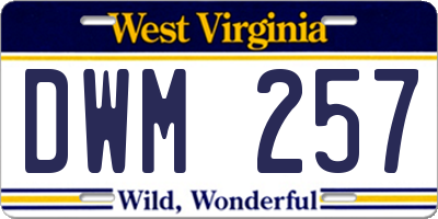 WV license plate DWM257