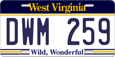 WV license plate DWM259