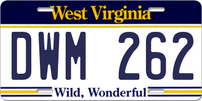 WV license plate DWM262