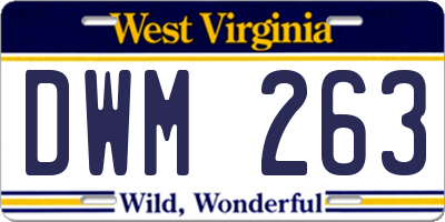 WV license plate DWM263