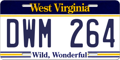 WV license plate DWM264