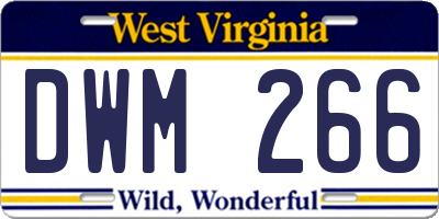 WV license plate DWM266