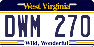 WV license plate DWM270