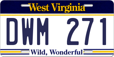 WV license plate DWM271