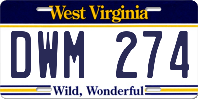 WV license plate DWM274
