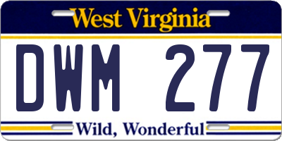 WV license plate DWM277