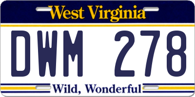 WV license plate DWM278