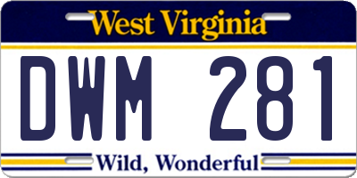 WV license plate DWM281