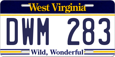 WV license plate DWM283