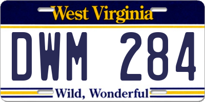 WV license plate DWM284