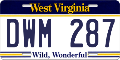 WV license plate DWM287