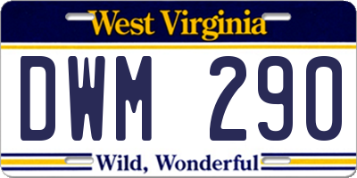 WV license plate DWM290