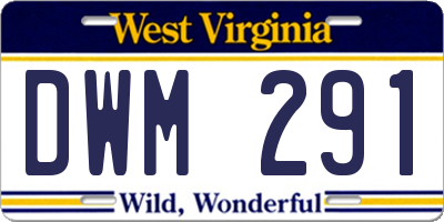 WV license plate DWM291