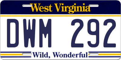 WV license plate DWM292