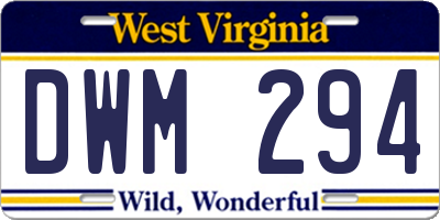 WV license plate DWM294
