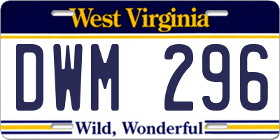 WV license plate DWM296