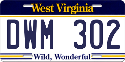 WV license plate DWM302
