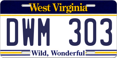 WV license plate DWM303