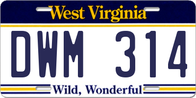 WV license plate DWM314