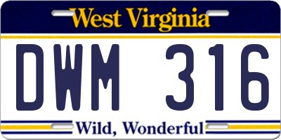WV license plate DWM316