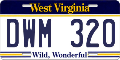 WV license plate DWM320