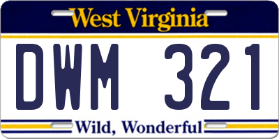 WV license plate DWM321