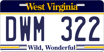 WV license plate DWM322