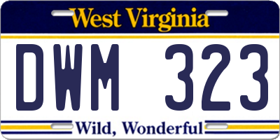 WV license plate DWM323