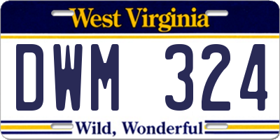 WV license plate DWM324