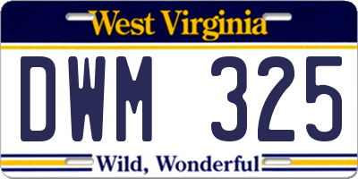 WV license plate DWM325