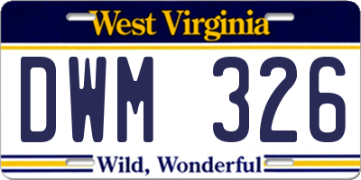 WV license plate DWM326