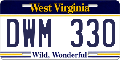 WV license plate DWM330