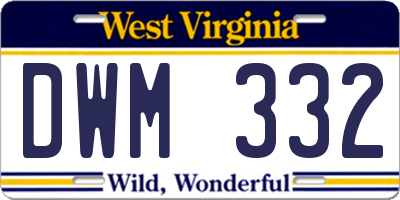 WV license plate DWM332