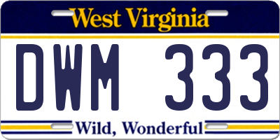 WV license plate DWM333