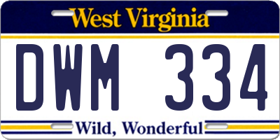 WV license plate DWM334