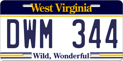 WV license plate DWM344