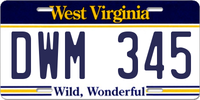 WV license plate DWM345