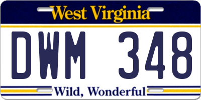 WV license plate DWM348