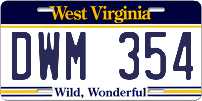 WV license plate DWM354