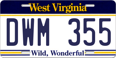 WV license plate DWM355