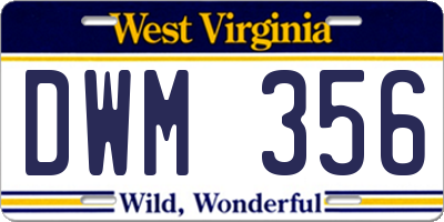 WV license plate DWM356