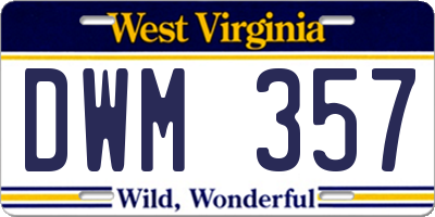 WV license plate DWM357